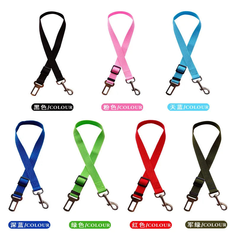 Adjustable Dogs Accessoires Pet Cat Dog Car Seat Belt Pet Seat Vehicle Dog Harness Lead Clip Safety Lever Traction Dog Collars