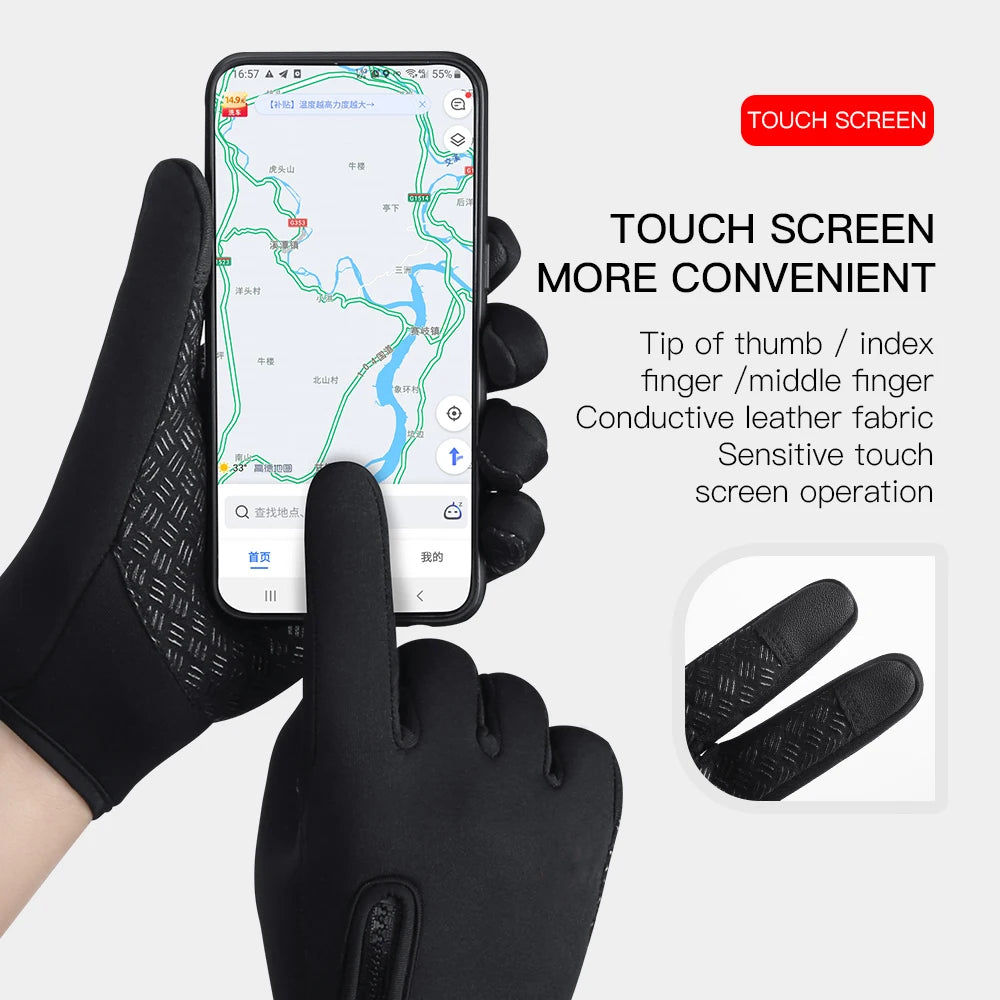 Unisex Sports Touchscreen Winter Thermal Warm Full Finger Gloves For Cycling Bicycle Bike Ski Outdoor Camping Hiking Motorcycle