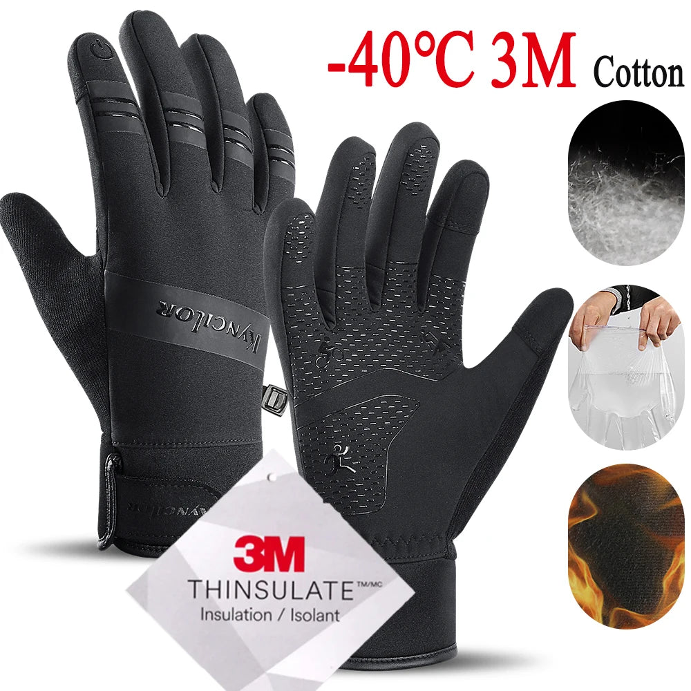 Outdoor Winter Cycling Gloves Touch Screen Motorcycle Gloves  Windproof Sports Riding Ski Gloves Waterproof 3M Running Gloves