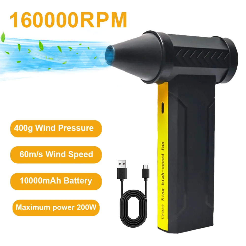 130000RPM Mini Turbo Jet Fan Electric Air Duster Adjustable wind speed Turbo Violent Blower Rechargeable with Light Car Cleaning