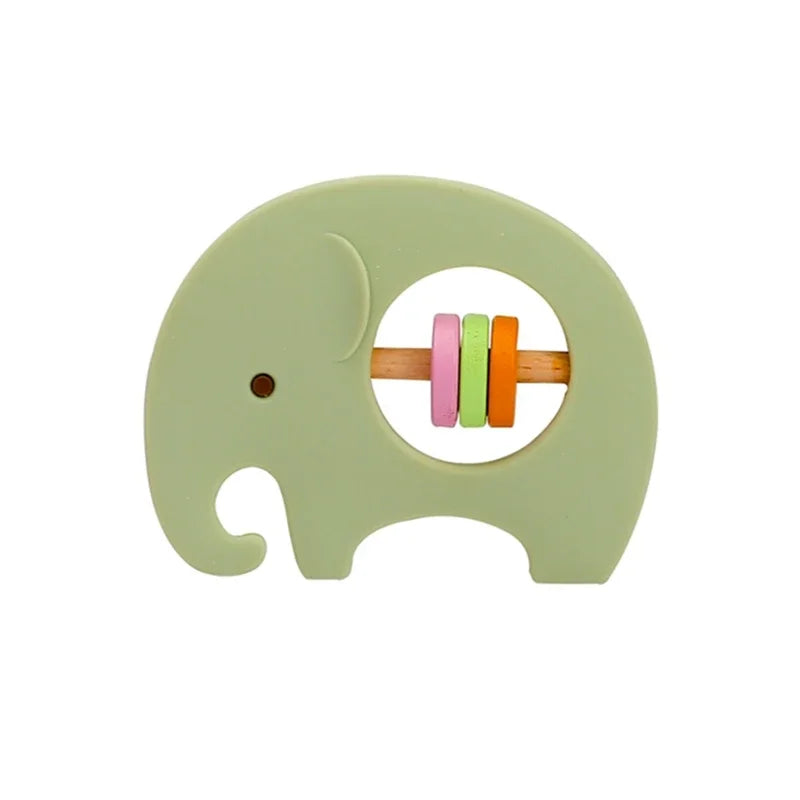 1PC Silicone Teether Koala Elephant Handbells Rattles BPA Free Rodents Teething Necklace Food Grade Infant Chewable Baby Toys