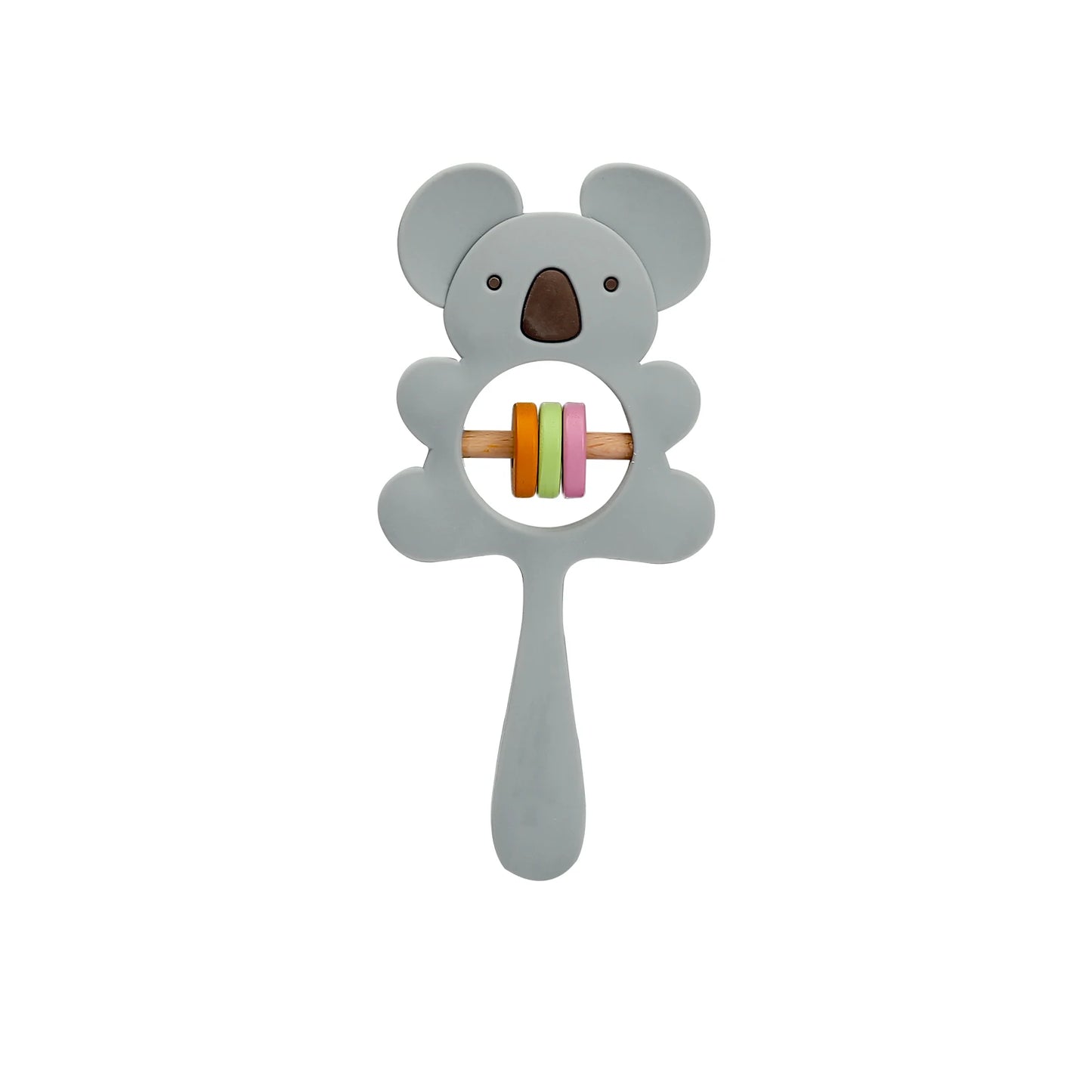 1PC Silicone Teether Koala Elephant Handbells Rattles BPA Free Rodents Teething Necklace Food Grade Infant Chewable Baby Toys