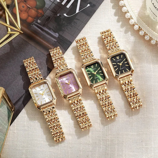 2024 Hot Brand Stainless Steel Strap Watch Women Luxury Gift Quartz Wristwatch Student Fashion Simple Square Quartz Watches